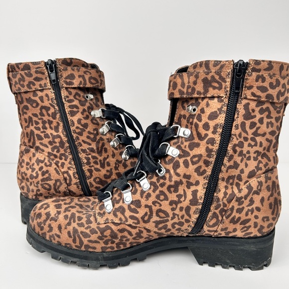 Abound animal print military boot, 9, thick fabric upper, Streetwear Grunge Moto - Picture 5 of 8
